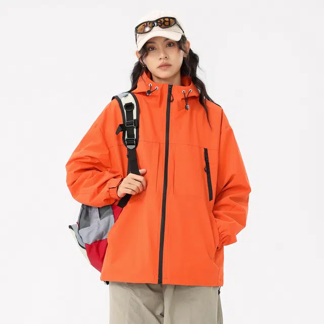 雅鹿  户外山系防风防水城市机能风斜拉链设计徒步旅游休闲百搭连帽 冲锋衣 男女同款