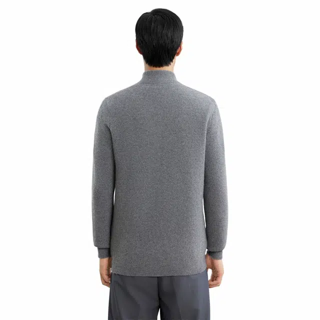 恒源祥 半高纽扣纯色休闲针织羊绒衫 男款