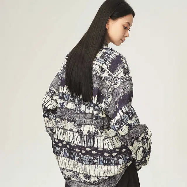 火奴鲁鲁壁画主题长袖衬衫 男女同款 檀香山蓝