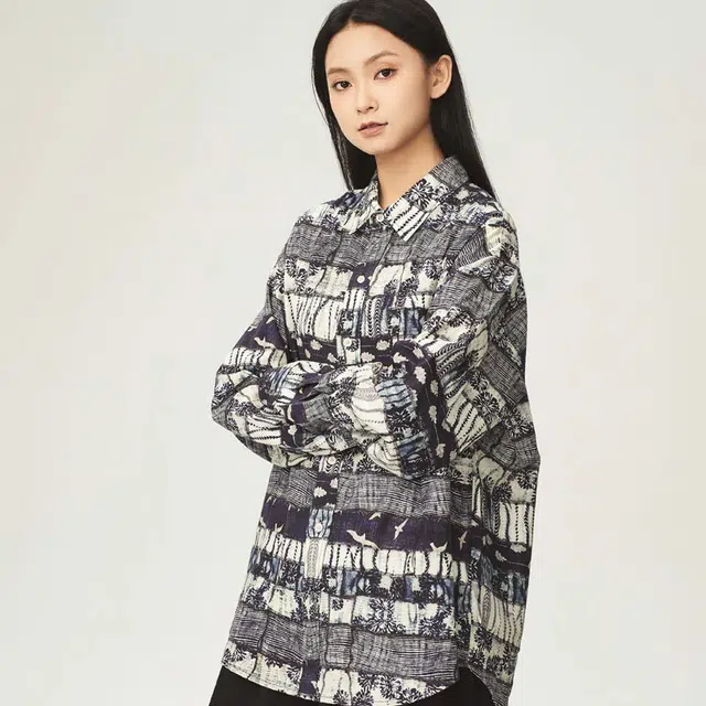 火奴鲁鲁壁画主题长袖衬衫 男女同款 檀香山蓝