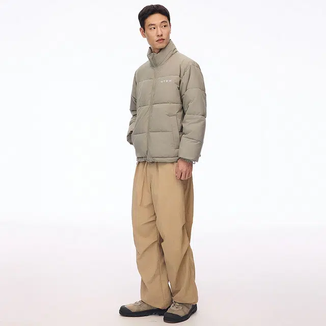 美特斯邦威 简洁立领加厚抗寒棉服 男女同款