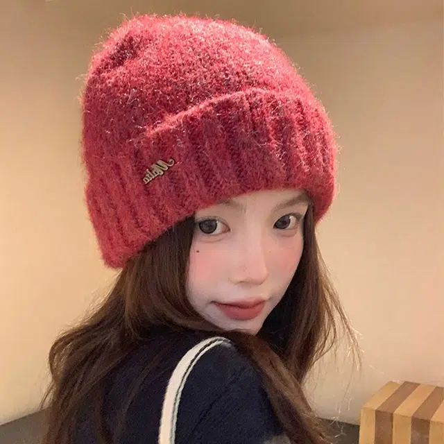 浪莎 小狗针织帽子女生秋冬款保暖防寒显脸小大头围毛线帽 涤纶 绒线帽 女款