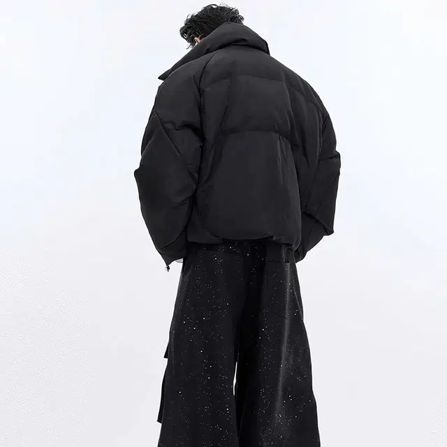 物质公式 美式复古高街拼接撞色假两件面包服设计感舒适个性痞帅时尚宽松加厚户外防风御寒保暖外套百搭休闲立领棉服 男女同款