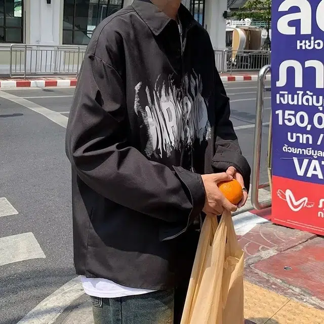极限涡轮 美式复古艺术个性涂鸦字母印花宽松休闲百搭长袖衬衫 男女同款