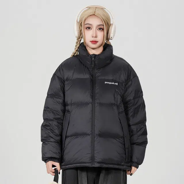 鸭鸭 舒适时尚百搭长袖羽绒服 男女同款 黑色