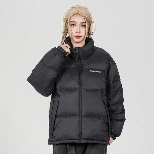 鸭鸭 舒适时尚百搭长袖羽绒服 男女同款 黑色