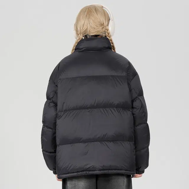 鸭鸭 舒适时尚百搭长袖羽绒服 男女同款 黑色