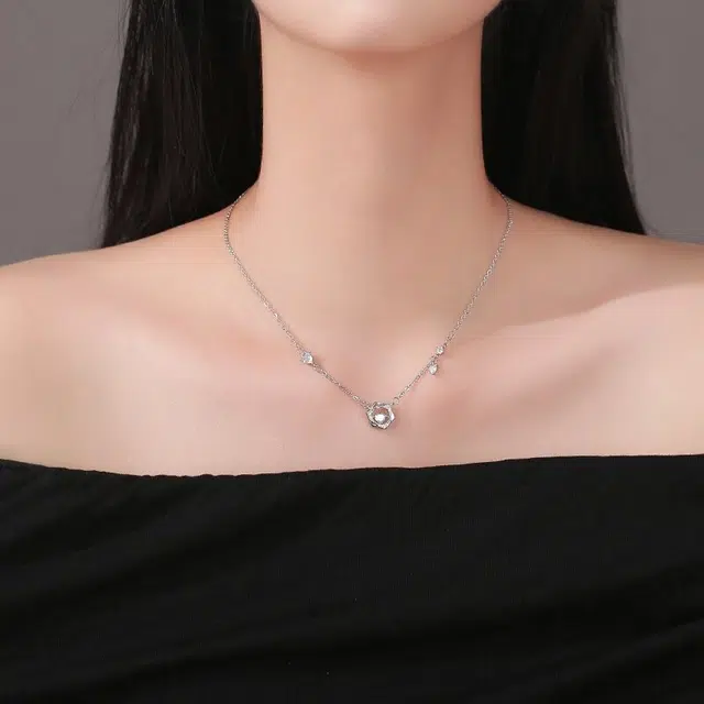 尚银福 六芒星 灵动心形轻奢小众设计百搭颈链 莫比乌斯爱无止境多彩吊坠 旺桃花爱情甜蜜 好运 合金 项链 女款