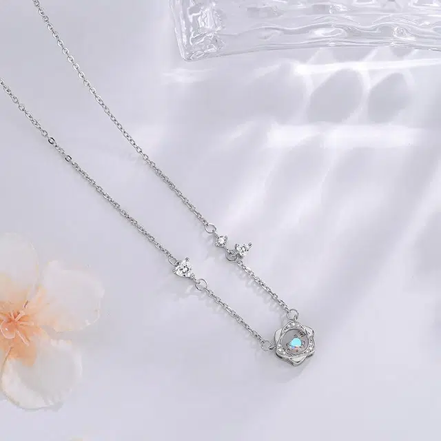 尚银福 六芒星 灵动心形轻奢小众设计百搭颈链 莫比乌斯爱无止境多彩吊坠 旺桃花爱情甜蜜 好运 合金 项链 女款