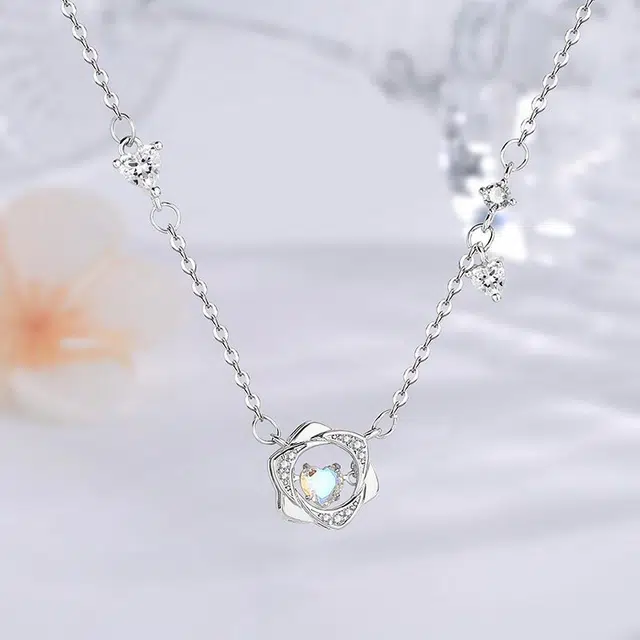 尚银福 六芒星 灵动心形轻奢小众设计百搭颈链 莫比乌斯爱无止境多彩吊坠 旺桃花爱情甜蜜 好运 合金 项链 女款