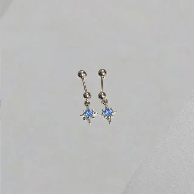 前方大荒野 镶钻湛蓝八芒星星吊坠耳饰森系风简约时尚设计高级氛围感日常通勤休闲百搭精致小巧螺纹拧扣 锆石 耳钉 女款