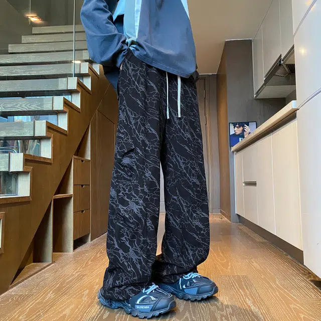 徐太浪 扎染闪电纹褶皱灯芯绒宽松直筒休闲裤 男女同款