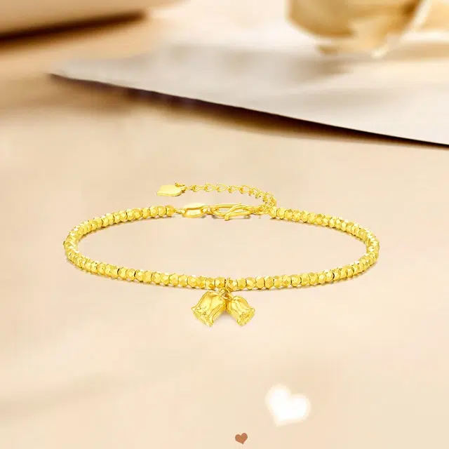潮金 铃兰花 精致轻奢蹦迪珠花卉设计森系小清新告白对象首选饰品#好运 足金 按克计价 黄金手链 女款