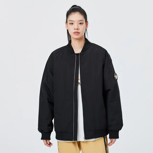 蜡笔小新 美式卡通比耶小新袖徽休闲宽松保暖加厚羽绒服外套 男女同款