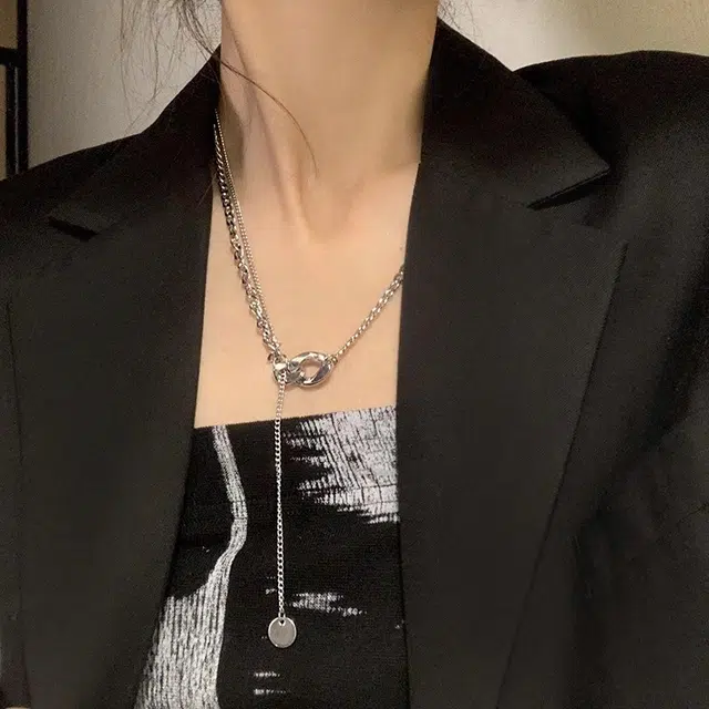 韵系 高级设计感毛衣链 钛钢 项链 女款