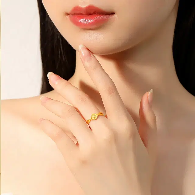 鸳鸯金楼 星星闪耀 坚持信念 美好希望 轻奢精致高级感 优雅温柔显气质 足金 按克计价 戒指 女款
