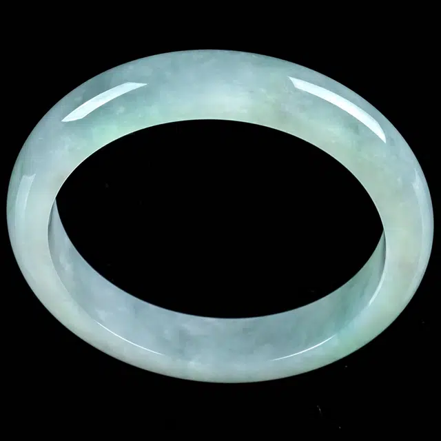 溥畔 大内径浅绿老坑飘花正圈 糯冰 翡翠手镯 女款