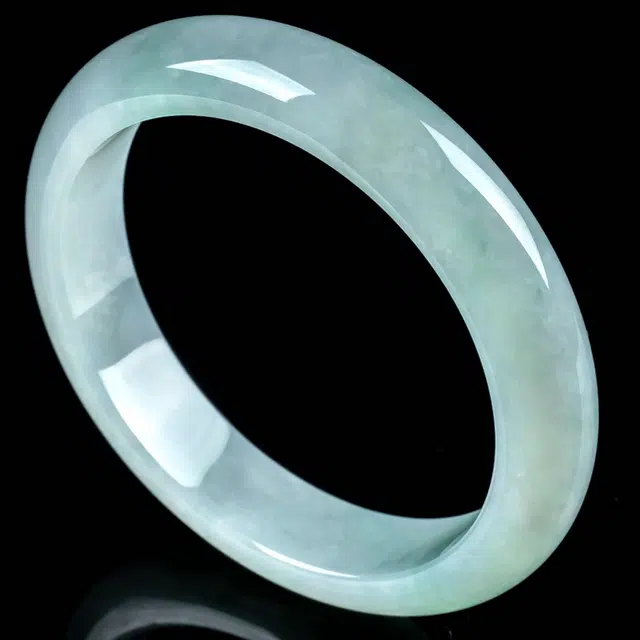 溥畔 大内径浅绿老坑飘花正圈 糯冰 翡翠手镯 女款