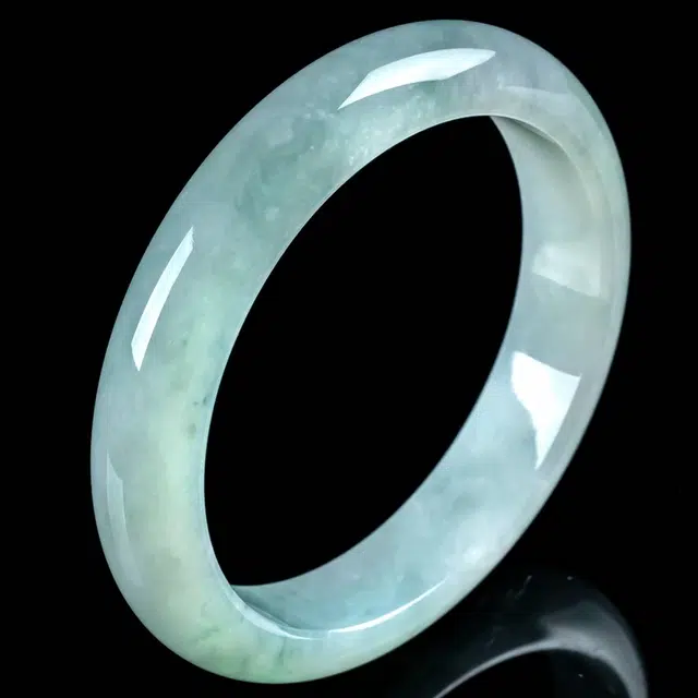 溥畔 大内径浅绿老坑飘花正圈 糯冰 翡翠手镯 女款