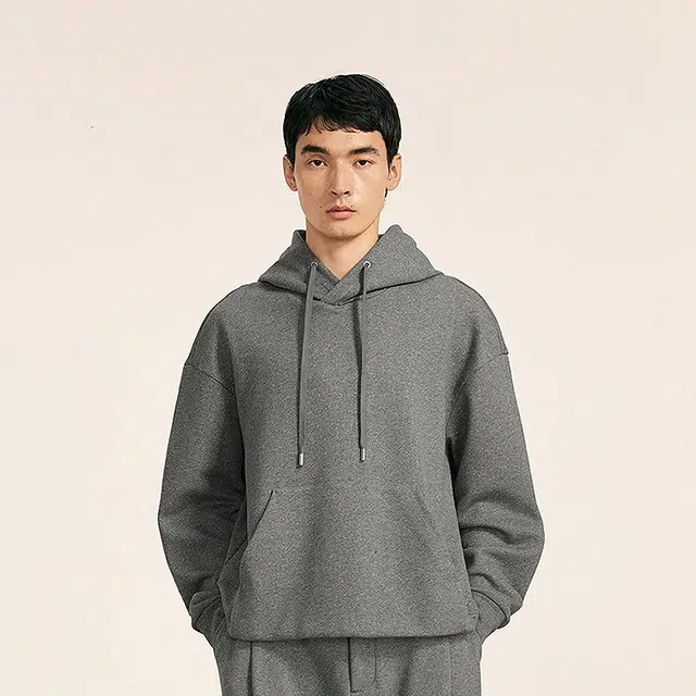 速写 纯色基础连帽宽松休闲长袖卫衣 男款