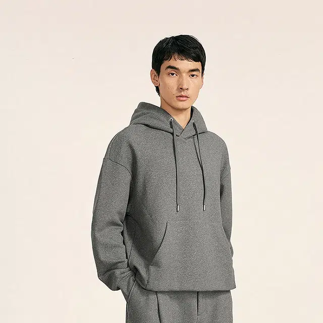 速写 纯色基础连帽宽松休闲长袖卫衣 男款