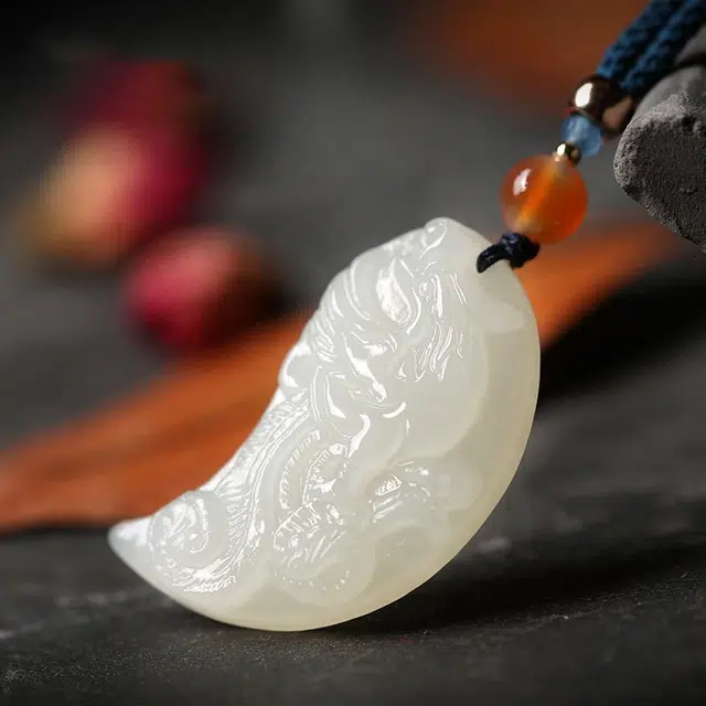 琳琯瑛 新中式国风小众设计高级感轻奢气质好运平安玉佩 龙凤牌 和田玉项链 白玉/青白玉 男女同款情侣款