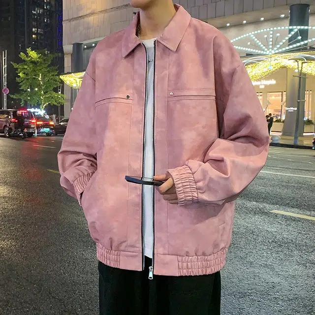 玉儿恋 美式高街做旧水洗复古铆钉美拉德痞帅街头高级感潮流舒适百搭宽松休闲翻领落肩垂感开衫皮衣 男女同款