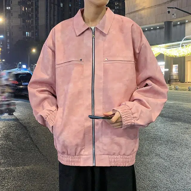 玉儿恋 美式高街做旧水洗复古铆钉美拉德痞帅街头高级感潮流舒适百搭宽松休闲翻领落肩垂感开衫皮衣 男女同款