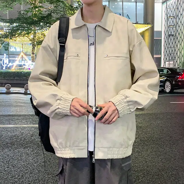 玉儿恋 美式高街做旧水洗复古铆钉美拉德痞帅街头高级感潮流舒适百搭宽松休闲翻领落肩垂感开衫皮衣 男女同款