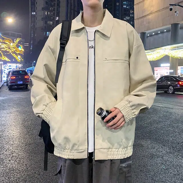 玉儿恋 美式高街做旧水洗复古铆钉美拉德痞帅街头高级感潮流舒适百搭宽松休闲翻领落肩垂感开衫皮衣 男女同款