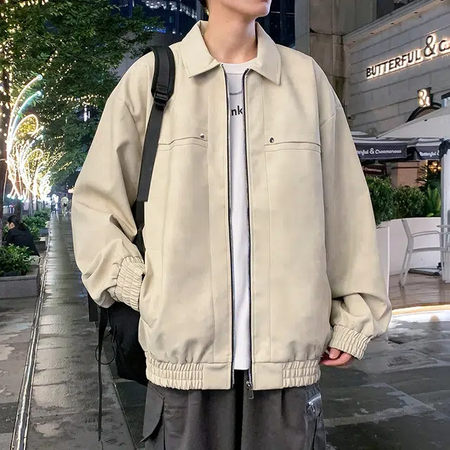玉儿恋 美式高街做旧水洗复古铆钉美拉德痞帅街头高级感潮流舒适百搭宽松休闲翻领落肩垂感开衫皮衣 男女同款