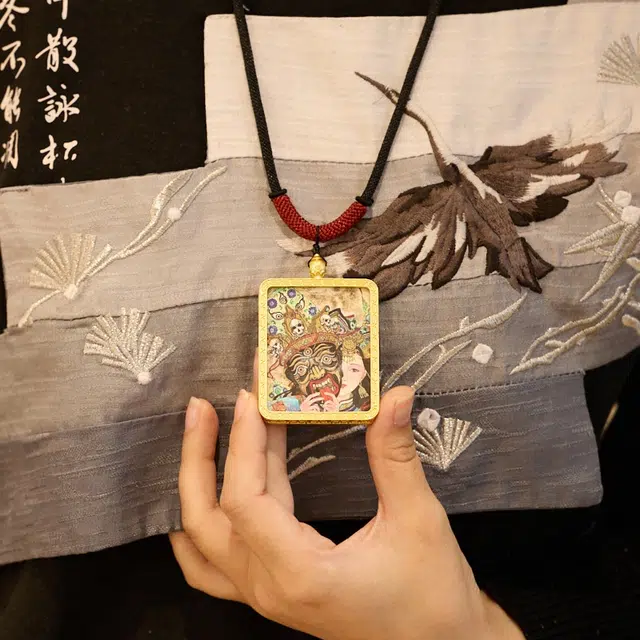 周百福 扎基拉姆唐卡 小众设计高级感 新中式民族风 精致简约 复古国潮 好运 合金 项链 男女同款情侣款