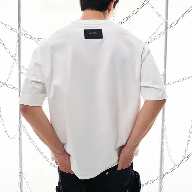 455EMBLE x ALEUNG Letter Print Crewneck T-Shirt White