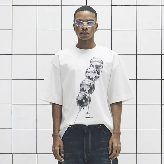 455EMBLE x ALEUNG Letter Print Crewneck T-Shirt White