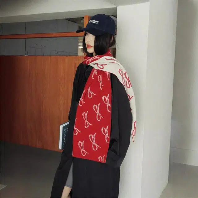 俞兆林 韩系秋冬双面蝴蝶结加厚百搭 绒线围巾 男女同款情侣款