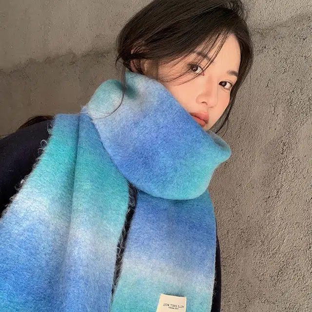 俞兆林 羊毛混纺 韩系秋冬针织渐变色加厚百搭保暖防寒 绒线围巾 男女同款情侣款