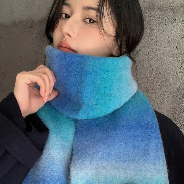 俞兆林 羊毛混纺 韩系秋冬针织渐变色加厚百搭保暖防寒 绒线围巾 男女同款情侣款