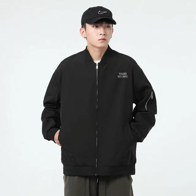 雅鹿 简约学院风复古高街百搭通勤工装宽松休闲飞行员夹克外套 男女同款