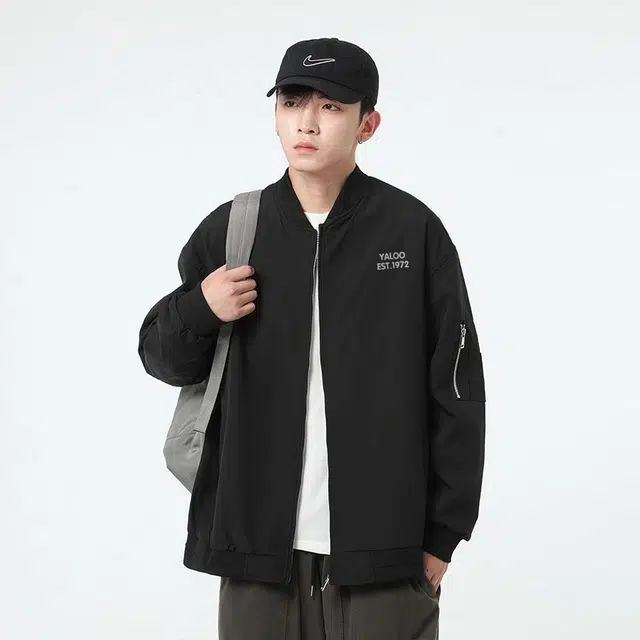 雅鹿 简约学院风复古高街百搭通勤工装宽松休闲飞行员夹克外套 男女同款