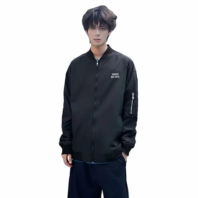 雅鹿 简约学院风复古高街百搭通勤工装宽松休闲飞行员夹克外套 男女同款