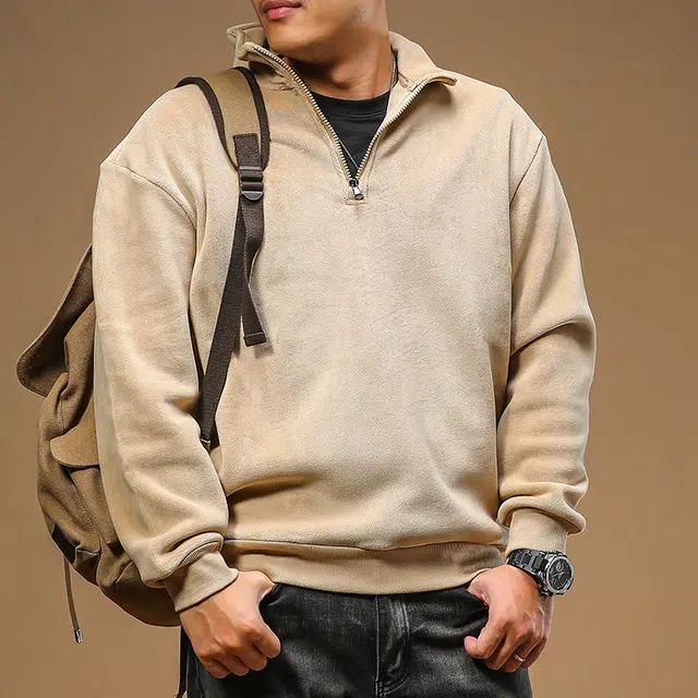 季言 半拉链立领加绒加厚保暖潮流帅气卫衣 男款