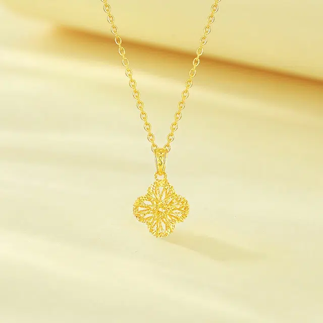 【健康时尚】 爱迪尔 花丝四叶草亮晶晶国潮小众气质轻奢高级感 足金 一口价 项链 女款