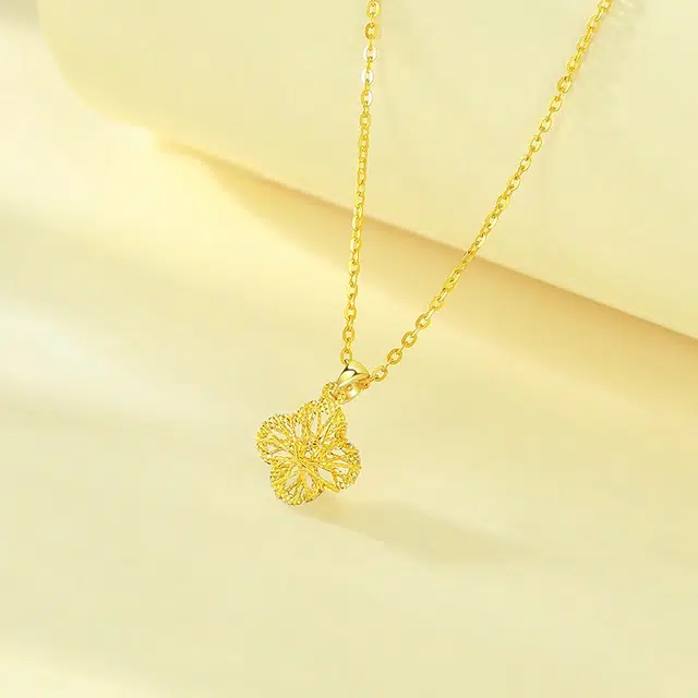 【健康时尚】 爱迪尔 花丝四叶草亮晶晶国潮小众气质轻奢高级感 足金 一口价 项链 女款