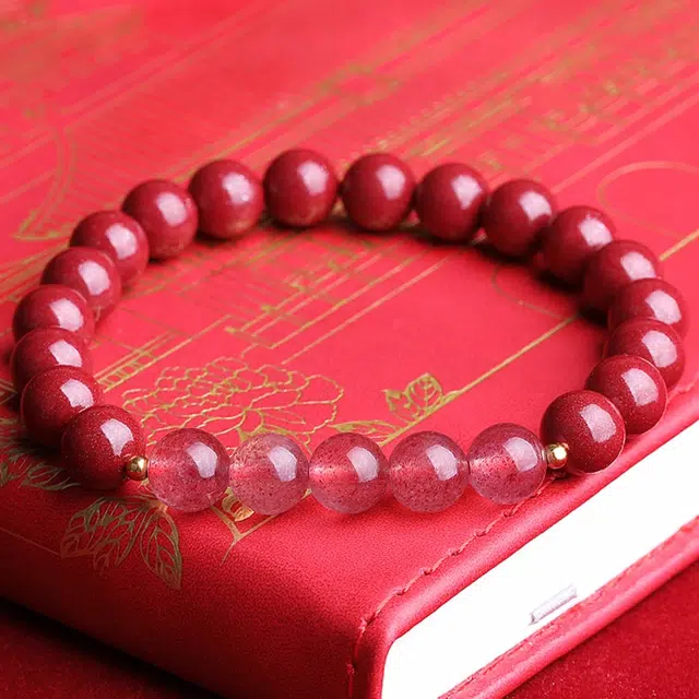 妍韵珠宝 新中式小众 本命年招桃花单圈古风饰品 朱砂 手串 男女同款情侣款