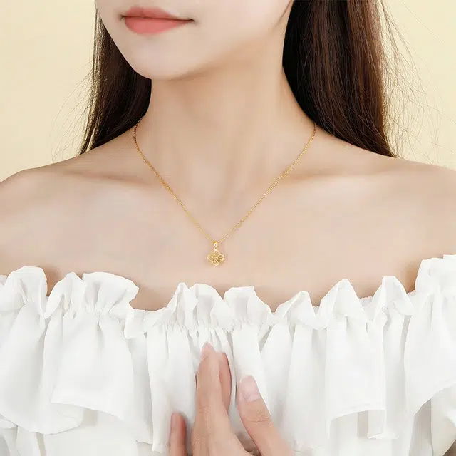 【健康时尚】 爱迪尔 花丝四叶草亮晶晶国潮小众气质轻奢高级感 足金 一口价 项链 女款