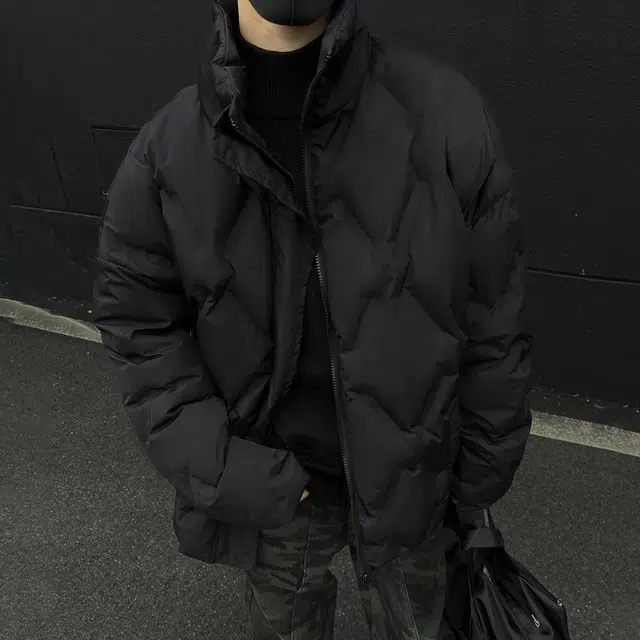 玉儿恋 高级感慵懒风加厚菱格立领保暖外套不跑棉不臃肿温暖舒适痞帅棉服 男女同款