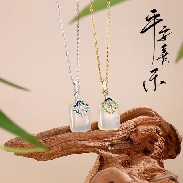 【S925银 】 金师傅 祥云无事牌吊坠 本命年平安转运新中式国潮气质大方优雅简约百搭小众轻奢设计高级#好运 玉髓 项链 男女同款情侣款