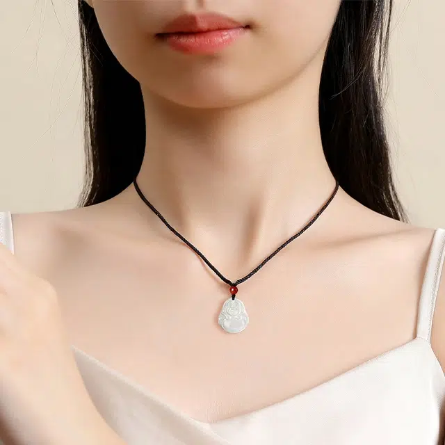 福润莱 笑脸佛公吊坠 玉髓 项链 男女同款情侣款