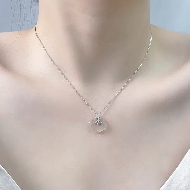 九龙古 称心如意 锁包温婉大气新中式复古国潮高级感小众简约精致典雅锁骨链 玉髓 玉石项链 男女同款情侣款