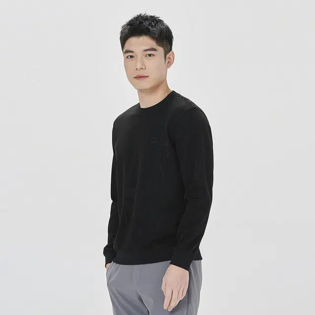利郎 肌理提花刺绣圆领打底衫商务休闲质感百搭卫衣 男款